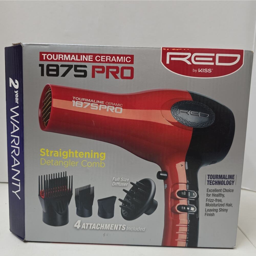 KISS 1875 Watt Pro Tourmaline Ceramic Styling Edition Hair Dryer, 5 Pieces